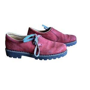 Richter The Louie Red Suede Lace Up Shoes Chunky Lug Sole US 10 EU 41 Distressed